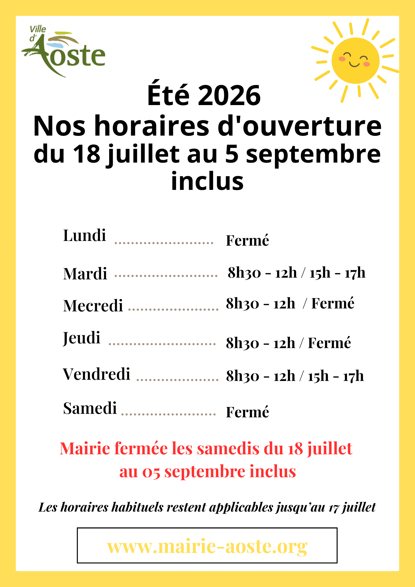 Nos horaires d'ouverture