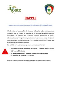 Rappel des horaires pour les travaux de jardinage et de bricolage bruyants